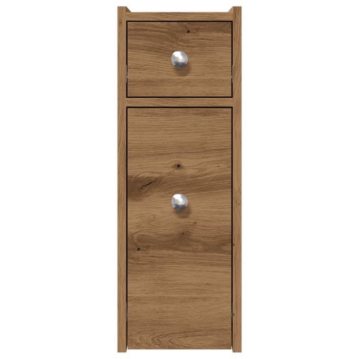 Armoire de salle de bain étroite avec roulettes chêne artisanal - Photo n°4