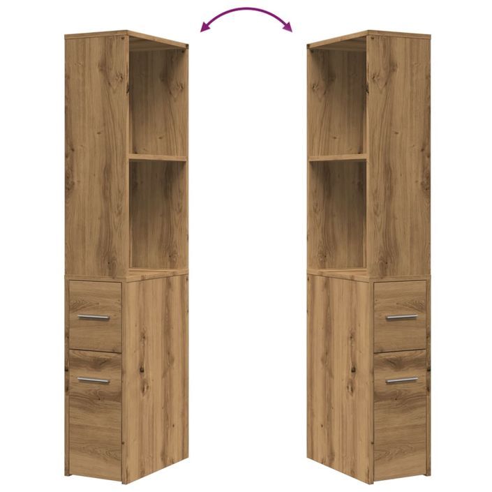 Armoire de salle de bain étroite avec roulettes chêne artisanal - Photo n°8