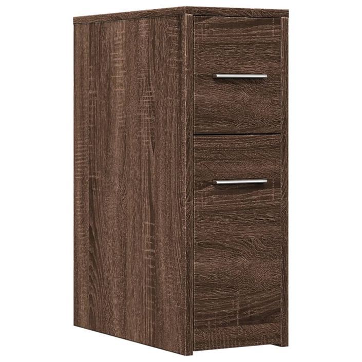 Armoire de salle de bain étroite avec roulettes chêne marron - Photo n°2