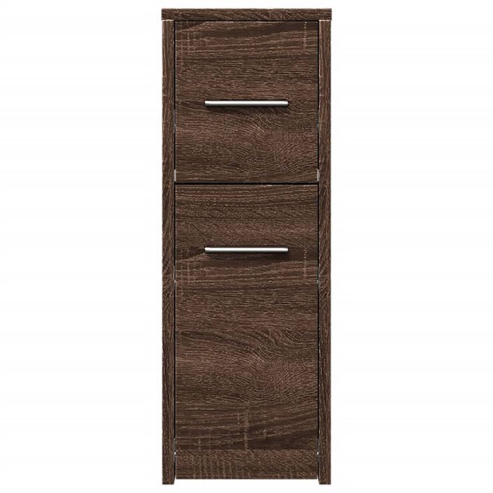 Armoire de salle de bain étroite avec roulettes chêne marron - Photo n°4