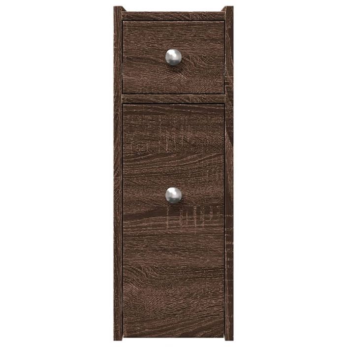 Armoire de salle de bain étroite avec roulettes chêne marron - Photo n°4