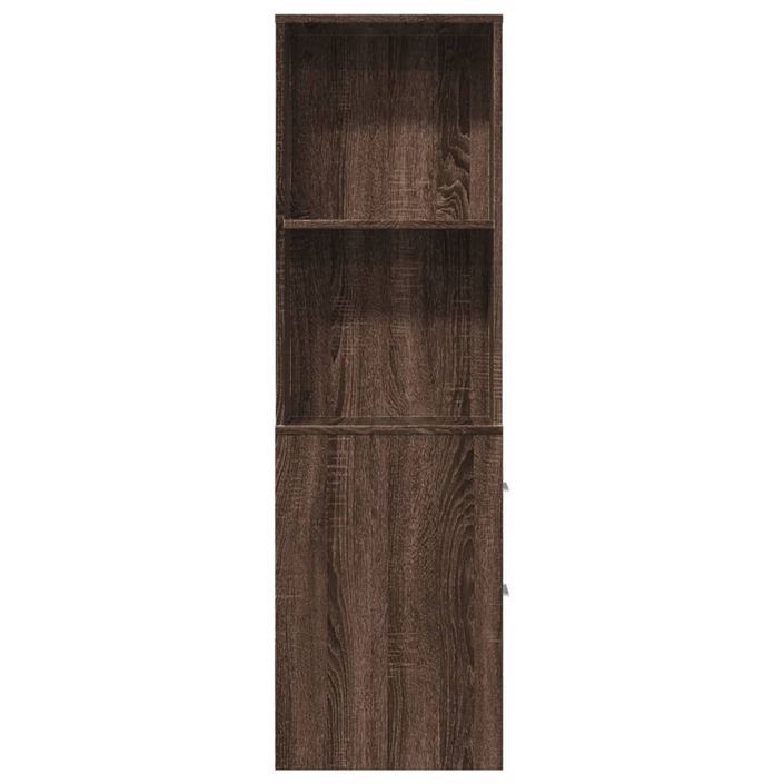 Armoire de salle de bain étroite avec roulettes chêne marron - Photo n°4