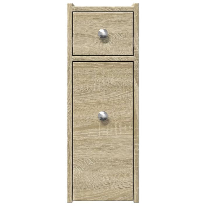 Armoire de salle de bain étroite avec roulettes chêne sonoma - Photo n°4