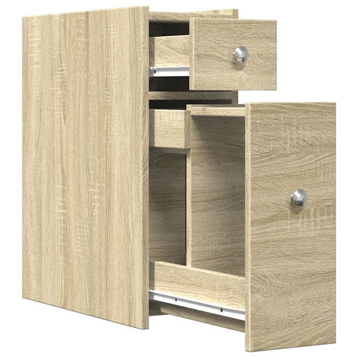 Armoire de salle de bain étroite avec roulettes chêne sonoma - Photo n°7