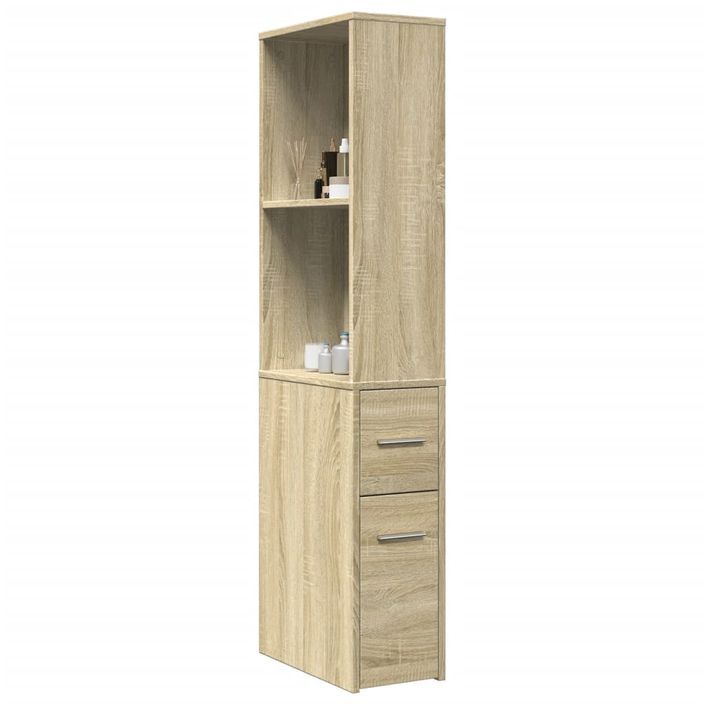 Armoire de salle de bain étroite avec roulettes chêne sonoma - Photo n°1