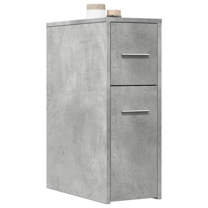 Armoire de salle de bain étroite avec roulettes gris béton - Photo n°1