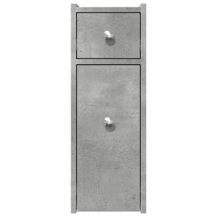 Armoire de salle de bain étroite avec roulettes gris béton - Photo n°4