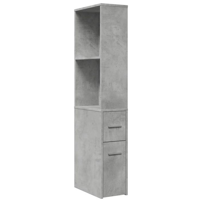 Armoire de salle de bain étroite avec roulettes gris béton - Photo n°2