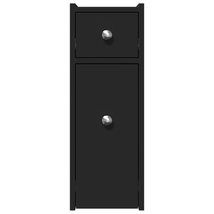 Armoire de salle de bain étroite avec roulettes noir - Photo n°4