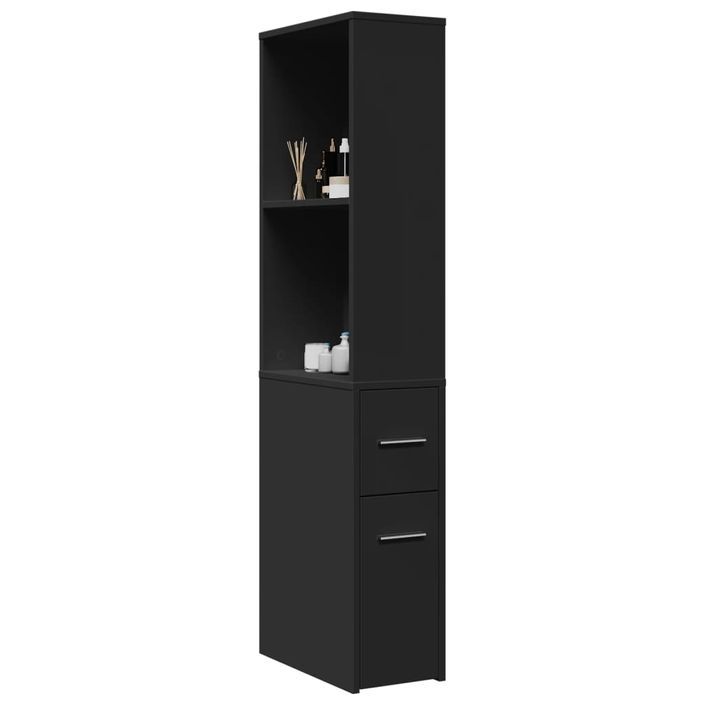 Armoire de salle de bain étroite avec roulettes noir - Photo n°1