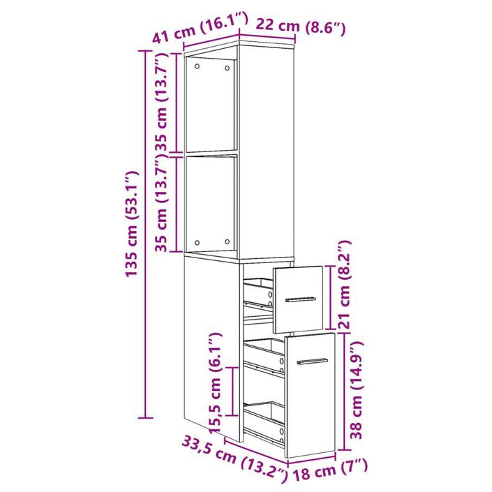 Armoire de salle de bain étroite avec roulettes noir - Photo n°12