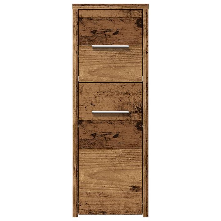 Armoire de salle de bain étroite avec roulettes vieux bois - Photo n°4