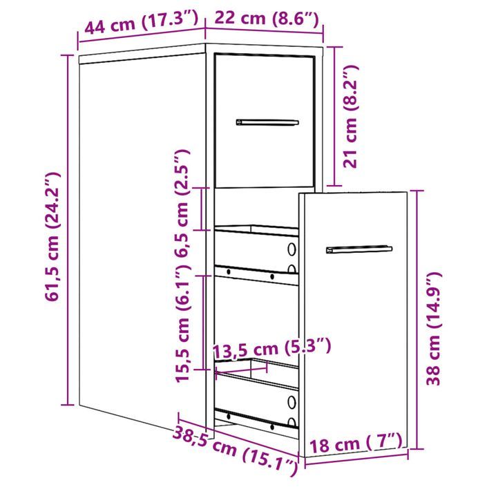 Armoire de salle de bain étroite avec roulettes vieux bois - Photo n°11