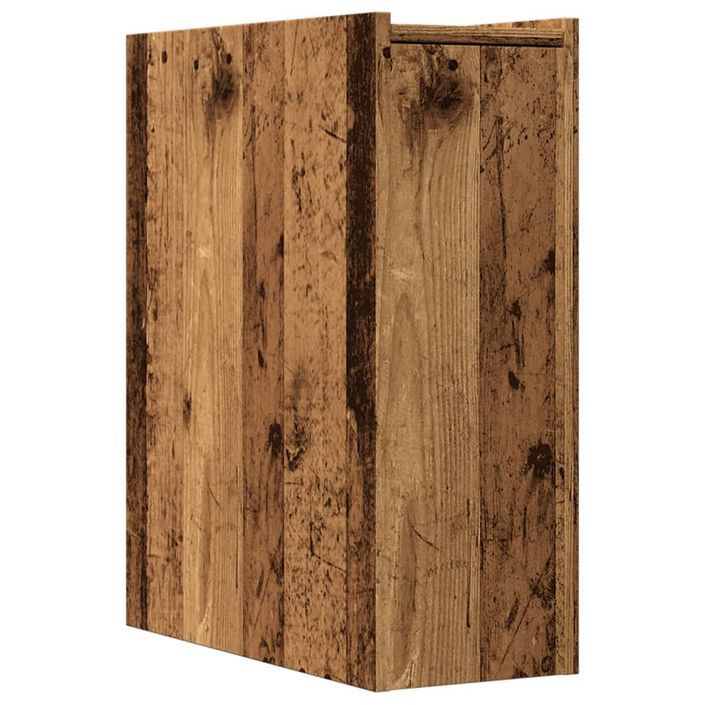 Armoire de salle de bain étroite avec roulettes vieux bois - Photo n°6