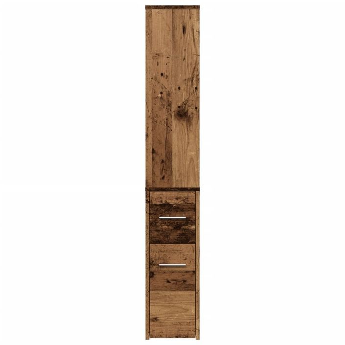 Armoire de salle de bain étroite avec roulettes vieux bois - Photo n°5