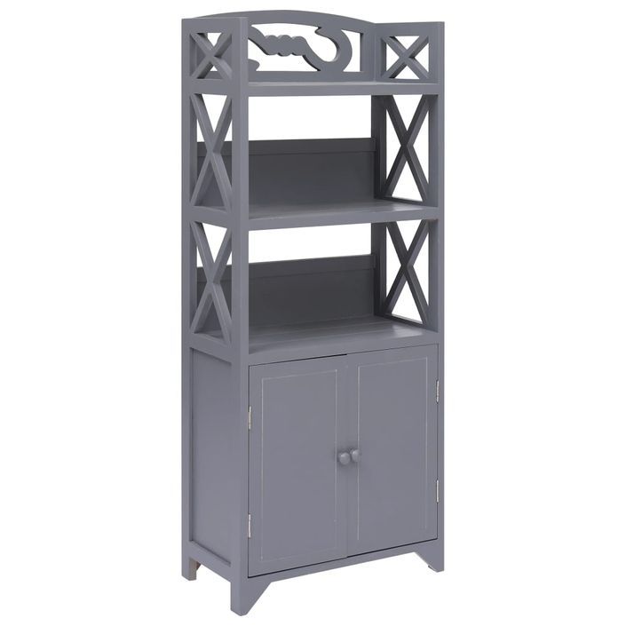 Armoire de salle de bain Gris 46x24x116 cm Bois de Paulownia - Photo n°1