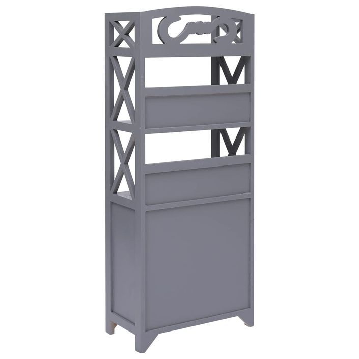 Armoire de salle de bain Gris 46x24x116 cm Bois de Paulownia - Photo n°5