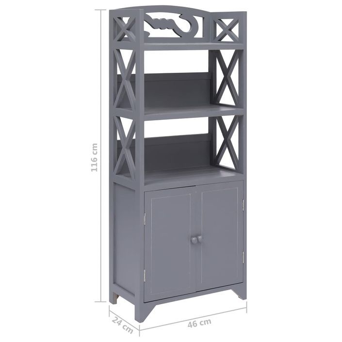 Armoire de salle de bain Gris 46x24x116 cm Bois de Paulownia - Photo n°8