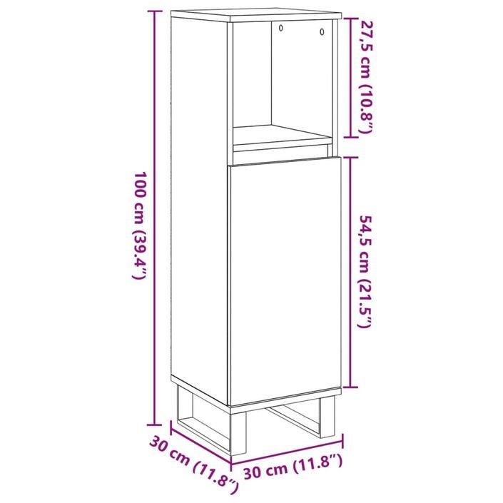 Armoire de salle de bain gris béton 30x30x100 cm - Photo n°10