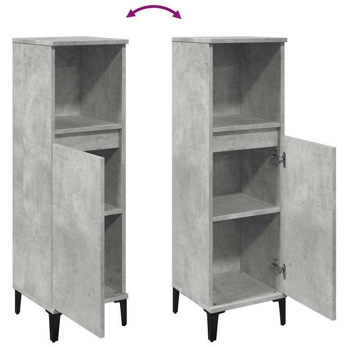 Armoire de salle de bain gris béton 30x30x100 cm - Photo n°8