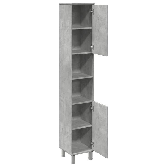 Armoire de salle de bain Gris béton 30x30x179 cm - Photo n°7