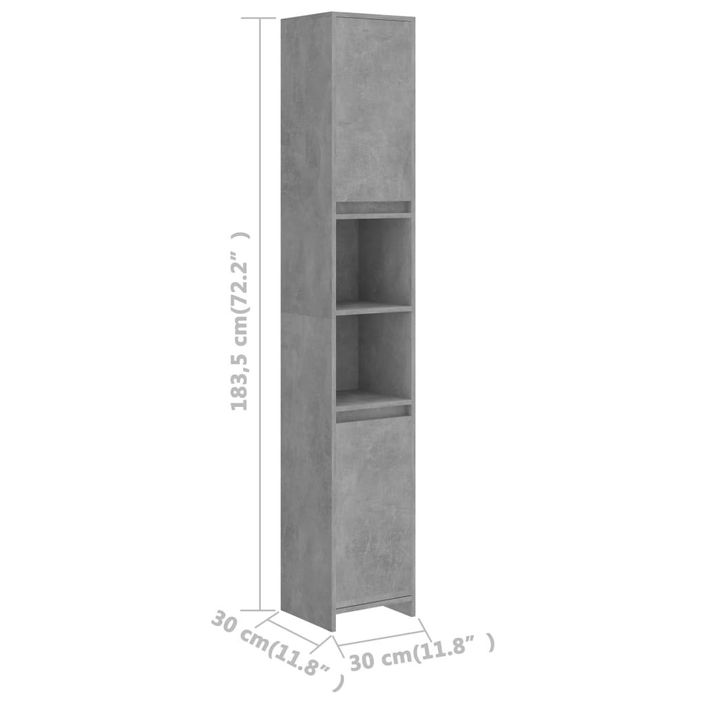 Armoire de salle de bain Gris béton 30x30x183,5 cm 2 - Photo n°8