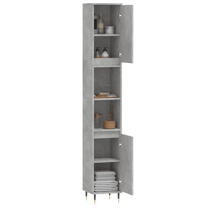 Armoire de salle de bain gris béton 30x30x190 cm - Photo n°4