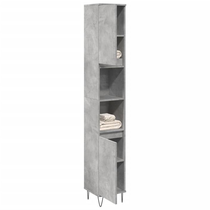 Armoire de salle de bain gris béton 30x30x190 cm - Photo n°1