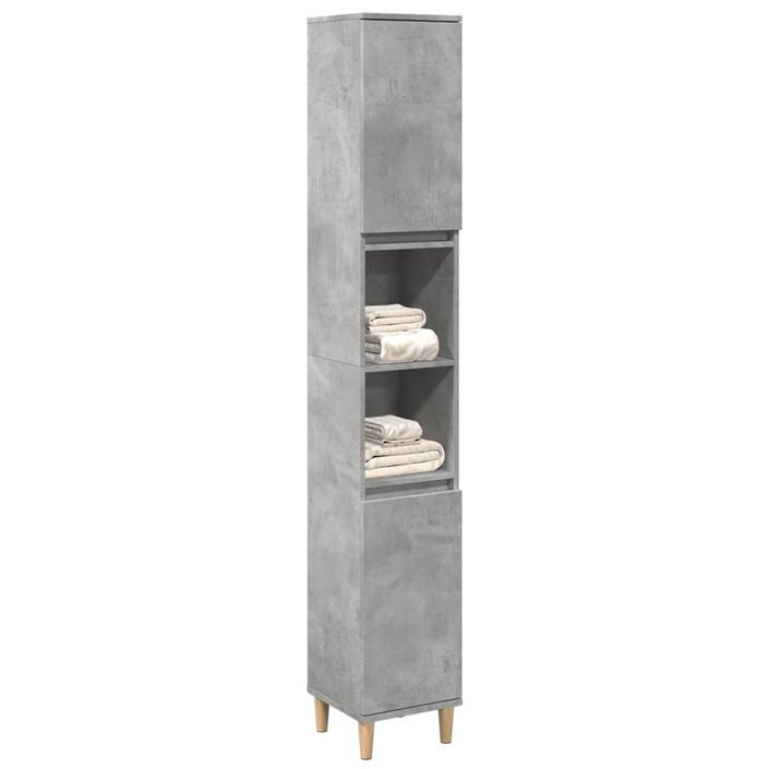 Armoire de salle de bain gris béton 30x30x190 cm - Photo n°1