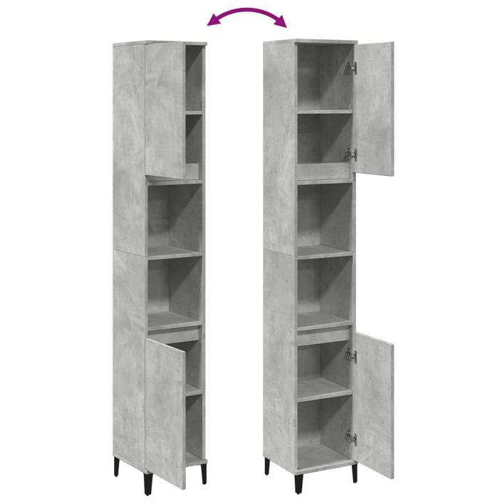 Armoire de salle de bain gris béton 30x30x190 cm - Photo n°8