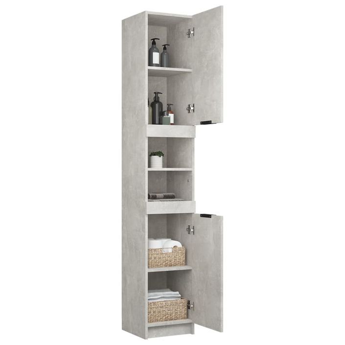 Armoire de salle de bain gris béton 32x34x188,5 cm - Photo n°6