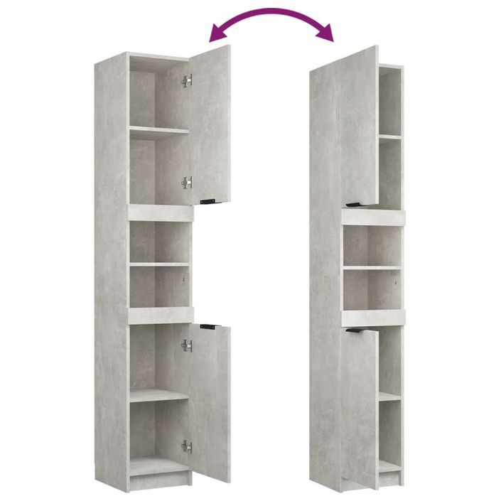 Armoire de salle de bain gris béton 32x34x188,5 cm - Photo n°10