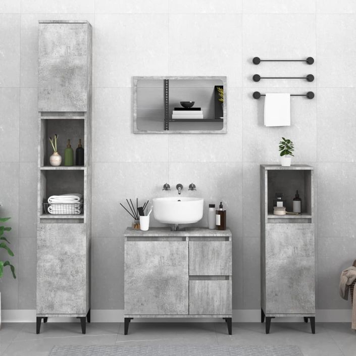 Armoire de salle de bain gris béton 65x33x60 cm - Photo n°1
