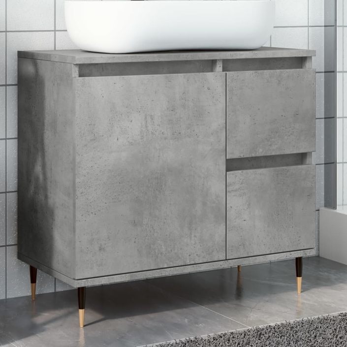 Armoire de salle de bain gris béton 65x33x60 cm - Photo n°1