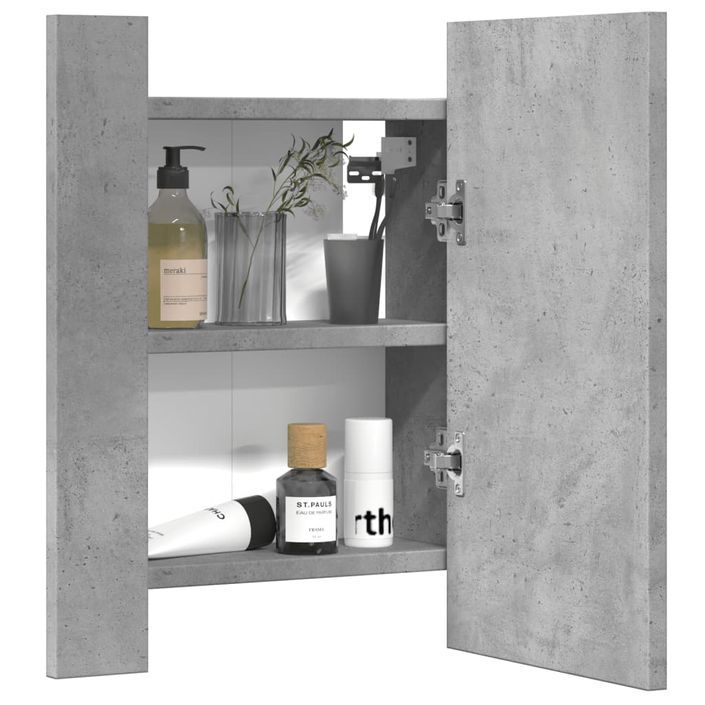 Armoire de salle de bain miroir LED gris béton bois ingénierie - Photo n°5