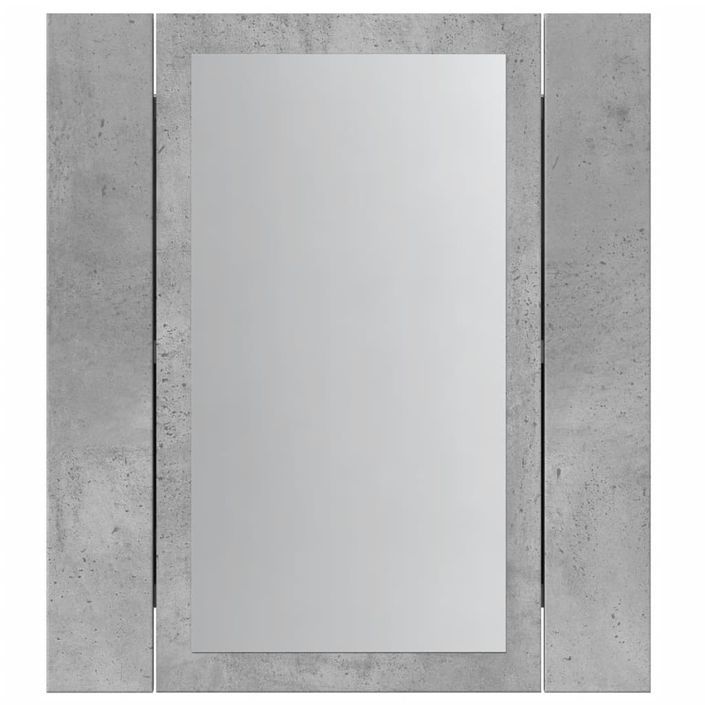 Armoire de salle de bain miroir LED gris béton bois ingénierie - Photo n°7