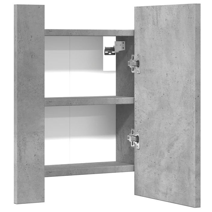 Armoire de salle de bain miroir LED gris béton bois ingénierie - Photo n°8