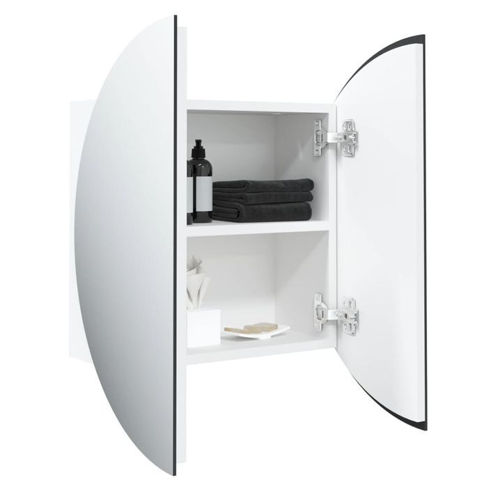 Armoire de salle de bain miroir rond et LED Blanc 47x47x17,5 cm - Photo n°5