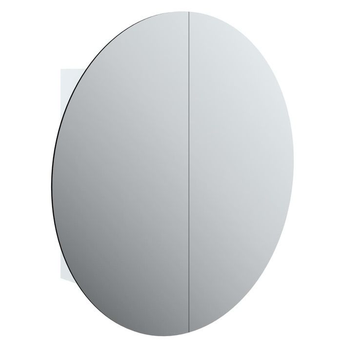 Armoire de salle de bain miroir rond et LED Blanc 54x54x17,5 cm - Photo n°2