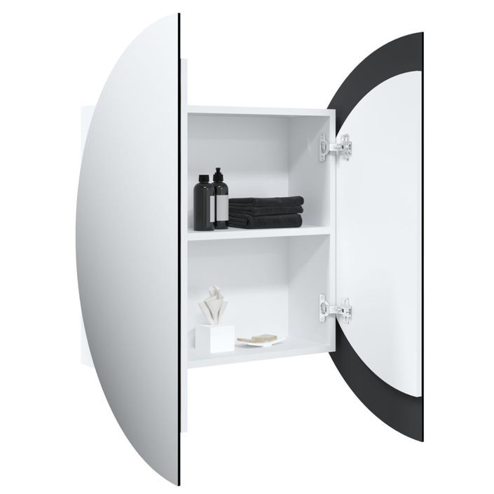 Armoire de salle de bain miroir rond et LED Blanc 54x54x17,5 cm - Photo n°5