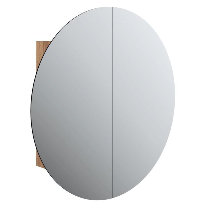 Armoire de salle de bain miroir rond et LED Chêne 54x54x17,5 cm - Photo n°2