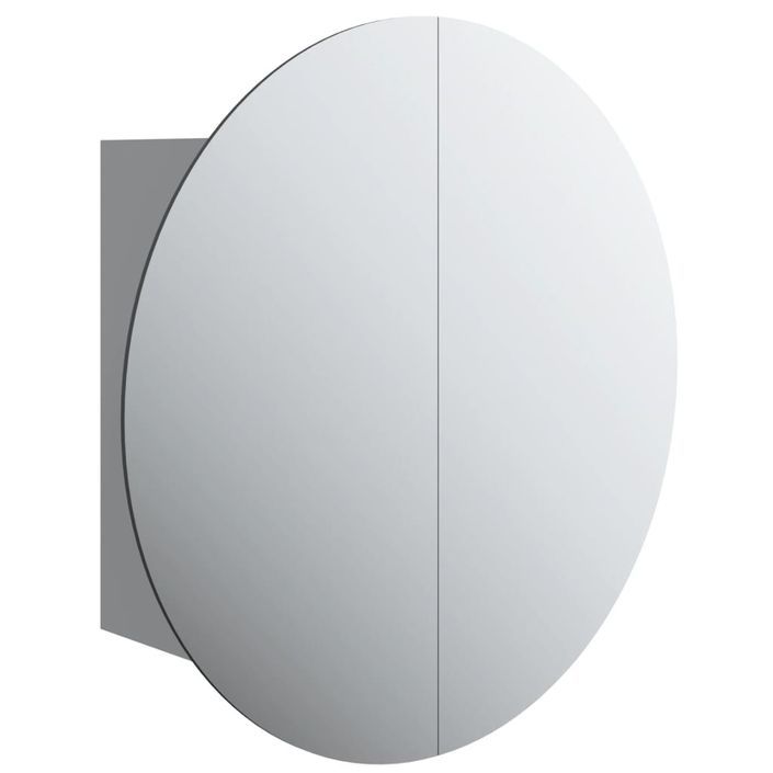 Armoire de salle de bain miroir rond et LED Gris 40x40x17,5 cm - Photo n°2