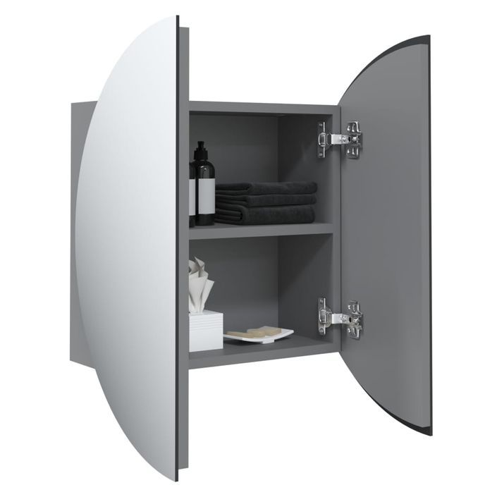 Armoire de salle de bain miroir rond et LED Gris 40x40x17,5 cm - Photo n°5