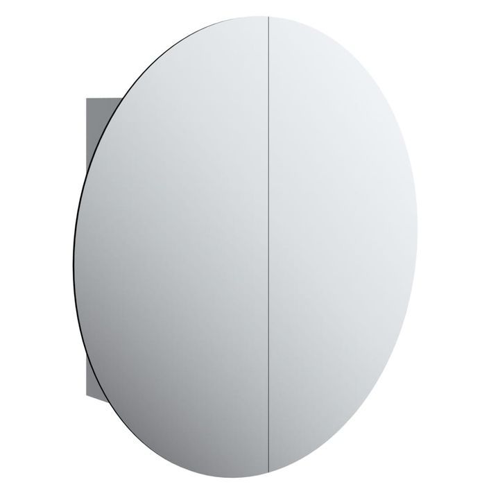 Armoire de salle de bain miroir rond et LED Gris 54x54x17,5 cm - Photo n°2