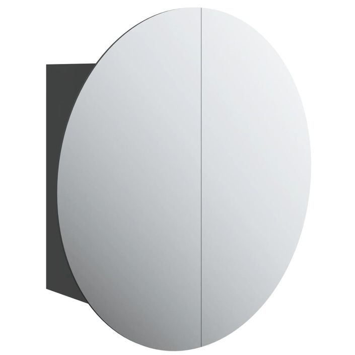 Armoire de salle de bain miroir rond et LED Noir 40x40x17,5 cm - Photo n°2