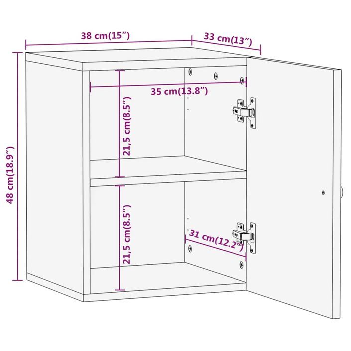 Armoire de salle de bain murale 38x33x48cm bois massif manguier - Photo n°10