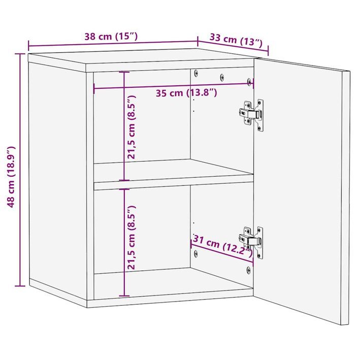 Armoire de salle de bain murale 38x33x48cm bois massif manguier - Photo n°11