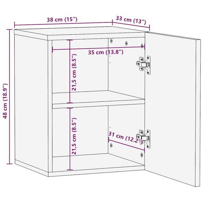 Armoire de salle de bain murale 38x33x48cm bois massif manguier - Photo n°11