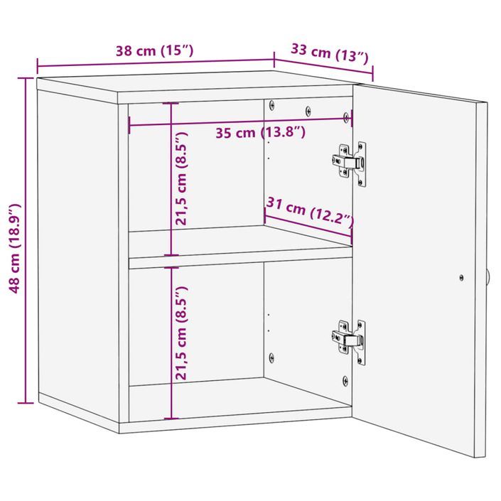 Armoire de salle de bain murale 38x33x48cm bois massif manguier - Photo n°11