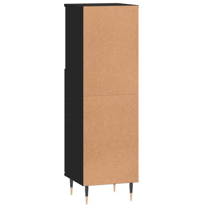 Armoire de salle de bain noir 30x30x100 cm bois d'ingénierie - Photo n°8